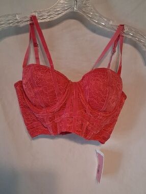 Women’s Lace Longline BUSTLING CORSET Top in FUCHSIA